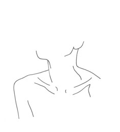 a line drawing of the back of a woman's torso