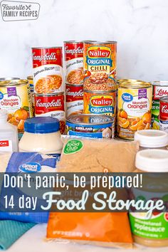 With a little planning and preparation you can have some peace of mind. Use our FREE 14 day food storage supply shopping list and meal plan. #foodstorage #foodplan #mealplan #mealprep Day Food Plan, Food Storage List, Food Storage Recipes, Meal Ready To Eat, Food Storage Ideas, Emergency Preparedness Food