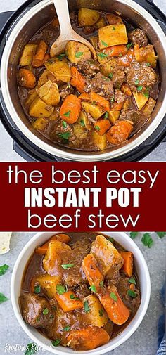 the best easy instant pot beef stew is ready to be eaten in less than 30 minutes