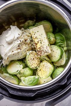 brussel sprouts with butter and seasoning in an instant pot