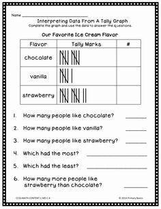 the worksheet for comparing chocolate and vanilla ice cream flavores in two different ways