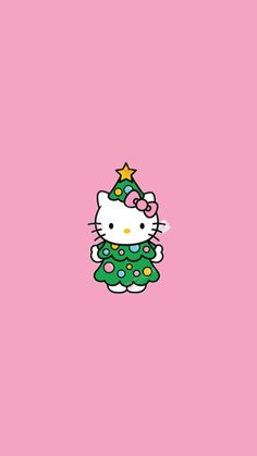 Hello kitty but… CHRISTMAS!! Christmas Hello Kitty, Cute Simple Nails, Hello Kitty Christmas, Kitty Wallpaper, Hello Kitty Wallpaper, Mini House