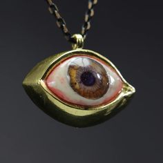 Human Third Brown Eye Necklace, Realistic Human Eye, Brown Evil Eye Necklace, Evil Eye, Awakening Eye Necklace, Gothic Necklace, 925K Silver - Etsy Turkey Symbolic Bronze Jewelry For Gift, Hand Cast Round Pendant Jewelry For Gift, Unique Bronze Jewelry For Gifts, Unique Bronze Jewelry For Gift, Hand-cast Round Pendant Jewelry Gift, Bronze Spiritual Jewelry For Good Luck, Spiritual Hand Cast Round Pendant Jewelry, Symbolic Jewelry With Large Pendant For Healing, Collectible Spiritual Pendant Jewelry