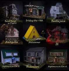 a series of pictures showing different types of houses and their names in english or spanish