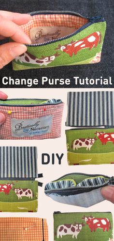 Change Purse Tutorial Small Purse Pattern, Faux Leather Bags, Easy Zipper Pouch, Coin Purse Pattern, Coin Purse Tutorial, Zipper Pouch Tutorial, Small Zipper Pouch, Purse Tutorial, Fabric Pouch