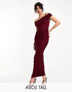 ASOS DESIGN Tall cross over bardot ruched mesh midi dress in berry | ASOS Ruched Off-shoulder Midi Dress For Date Night, Ruched Bodycon Midi Dress For Night Out, Bodycon Ruched Midi Dress For Night Out, Bodycon Ruched Midi Dress For Date Night, Off-shoulder Bodycon Dress With Ruched Detail, Fitted Ruched Midi Dress For Prom, Ruched Bodycon Dress For Cocktail, Evening Ruched Maxi Length Bodycon Dress, Ruched Maxi Length Bodycon Dress For Evening