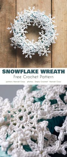 snowflake wreath with free crochet pattern and instructions to make it easy