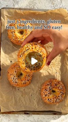 Looseweight on Instagram: "RECIPE BELOW 👇🏽 ⁣
🥯 BAGELS 🥯 ⁣
⁣
With my last bagel recipe going viral, I thought I’d make them again but gluten free!⁣
⁣
✅Just 3 ingredients ⁣
✅Gluten free⁣
✅SO EASY ⁣
✅Packed full of protein ⁣
✅And you’ll never buy store bought bagels again!⁣
⁣
Enjoy!⁣
⁣
DB x⁣
⁣
INGREDIENTS ⁣
⁣
▪️2 cups of almond flour ⁣
▪️1 cup of cottage cheese (230g)⁣
▪️1 1/2 tsp baking powder⁣
▪️1 tsp salt (optional)⁣
⁣
Egg wash and seeds for topping ⁣
⁣
METHOD ⁣
⁣
▪️Preheat oven to 180c⁣
▪️In a bowl mix together almond flour and cottage cheese until combined. If too dry, slowly add some warm water. ⁣
▪️Transfer dough to a floured surface and knead until smooth.⁣
▪️Roll into a ball and cut into quarters.⁣
▪️Roll each quarter into a ball and then make a hole in the middle, gently pull ap Bagel Recipe, Going Viral, Egg Wash, Water Transfer, Protein Snacks, Ww Recipes, Cottage Cheese, 3 Ingredients, A Bowl