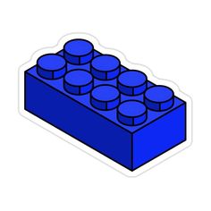 a blue lego block sticker on a white background