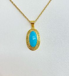 Meander Pendant | 14K Yellow Gold Necklace | Turquoise Stone | Handmade Jewelry | Greek Key Design | Gift for Her |  Mother's Day Gift Necklace Details : 14K Yellow Gold Handmade Item Turquoise Stone ♦ Payment Options Available  ♦ Free Shipping Via FedEx ♦ All pieces come in gift box  ♦ All our jewelry comes with a certificate 💖Welcome To Our Shop , Great To Know You All Here  Discover the finest handcrafted jewelry collection on Etsy at Regina Jewelry Athens. Our expertly crafted pieces featur Antique Turquoise Jewelry, Antique Turquoise, 14k Yellow Gold Necklace, Turquoise Pendant Necklace, Yellow Gold Necklace, Necklace Turquoise, Key Design, Greek Key, Personalized Necklace