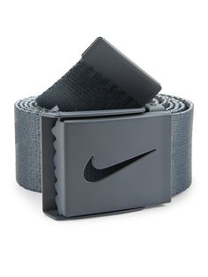 Inspired By Sports Icons, This Version Of Nike's Webbing Belts Are Centered With A Swoosh-Cut Buckle. Thread Yours Through The Loops Of Jeans Or Cargos. Grey Reverses To Black Clamp Closure Blacktone Hardware Textile & Metal Imported Size Width, 1.75" (44mm). Men's - M Leather Goods > Saks Off 5th. Nike. Color: Smoke Grey. Sport Icon, Webbing Belt, Buckle Belt, Belt Buckles, Nike Men, Belts, On Sale, Thread, Buckle