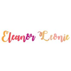 the word'elanor lene'painted in gold and pink on a white background