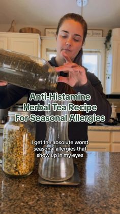 My eyes get soooo red & gunky this time of year 🌼   …so I drink this antihistamine herbal tea blend DAILY until my symptoms resolve. 🙏🏼🌿  Here’s the Seasonal Allergy Herbal Tea Recipe:  1 ounce dried nettle (about 1 cup) 2 tablespoons dried chamomile  🫖Add the two herbs to a large pitcher or jar, then pour filtered or spring water over the herbs.   *You can use anywhere from 16-40 ounces of water for this (I use around 40).   Close with the lid, shake your infusion up, and let it sit in the fridge overnight.   Once you wake, you can drink this Anti-allergy tea in the morning and throughout the day to help mitigate seasonal allergy symptoms. 💚  *this is not medical advice* proceed with caution if you are on any medications, just had surgery, or are allergic to either herb in this blen Natural Allergy Relief Remedies, Herbs For Allergies, Seasonal Allergy Relief, Dried Chamomile, Natural Allergy Relief, Seasonal Allergy Symptoms, Natural Remedies For Allergies