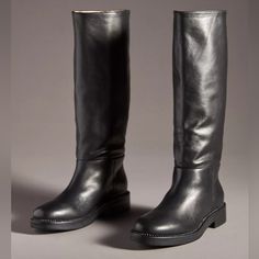 Anthropologie X Silent D Rider Boots In Black Size: Us 8-8.5 / Eu 39 Super Soft Leather Boots In A Gorgeous Go With Everything Black. Beautiful Minimalist Design. Brand New In Box. Never Worn. See Photos For More Details. Long Black Boots, Everything Black, Soft Leather Boots, Rider Boots, Anthropologie Shoes, Style Aesthetic, Moto Boots, Black Boots, Soft Leather