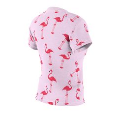 Be a flamingo in a flock full of pigeons. With this cute pink 8-bit flamingo printed tee, you will definitely be able to stand out in a crowd. This fluorescent pink bird-covered tee can be worn on all kinds of occasions: to go to school, while hanging out with friends, or even to sleep in as pajamas. These flamingos know no limits. Product Details Regular Fit T-Shirt Round neck Short sleeves Flamingo print About Me Medium Fabric (0 oz/yd² (170 g/m²)) Tagless Runs true to size 100% Polyester XS S Pink Printed Short Sleeve T-shirt, Pink All-over Print Crew Neck Tops, Pink Crew Neck Top With All Over Print, Pink Casual Top With All Over Print, Casual Pink Top With All Over Print, Pink Cotton T-shirt With All Over Print, Pink Flamingo Print Short Sleeve T-shirt, Casual Flamingo Print T-shirt For Summer, Casual Pink Flamingo Print T-shirt