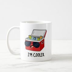 i'm cooler coffee mug with sunglasses on it