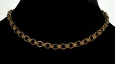 "Fancy link 10K gold chain necklace C.1890. The one-of-a-kind hand made chain is 14 1/2\" long with the links 7 mm wide. It is equipped with large bolt ring clasp 8.5 mm diameter. The bolt ring clasp stamped 10C for British 10K gold. Total weight is 10.8 grams. Excellent antique condition. Antique jewelry box shown for display only." Antique Jewelry With Oval Link Curb Chain, Victorian Necklace With Oval Link Curb Chain, Victorian Style Necklace With Curb Chain Link, Victorian Link Necklaces With Curb Chain, Vintage Jewelry With Oval Link Cable Chain, Victorian Link Jewelry With Curb Chain, Vintage Link Jewelry With Cable Chain, Vintage Jewelry With Cable Chain Link, Vintage Cable Chain Link Jewelry