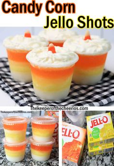 candy corn jello shots with orange and white frosting