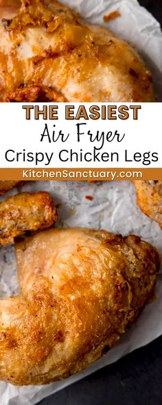 the easyest air fryer crispy chicken legs are ready to be eaten and served