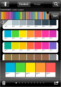 the pantoner color guide is displayed on an iphone's screen, with different colors