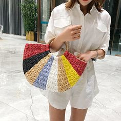 Bag Lining, Beach Bag, Patch Pocket, Color Block, Straw, Black White, Texture, Black And White, Handbags