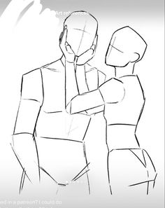 a drawing of two people standing next to each other with their arms around one another