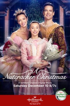 the nutcracker christmas movie poster with three people in pink dresses and tiaras