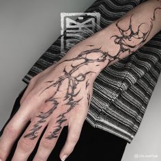 a person's hand with tattoos on it