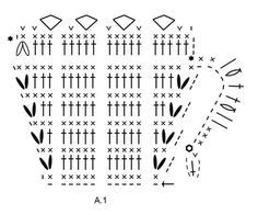 the pattern is drawn in black and white, with arrows pointing to different points on it