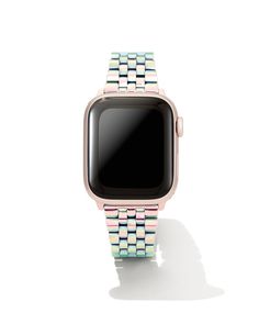 Alex 5 Link Watch Band in Iridescent Stainless Steel | Kendra Scott Modern Apple Watch Band With Bracelet Strap, Kendra Scott Store, Apple Watch Bracelets, Gold Heart Ring, Samsung Galaxy Watch, Apple Watch Series 1, Gold Ring Sets, New Bands, Fashion Plates