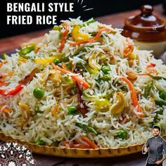 a large bowl filled with rice and vegetables