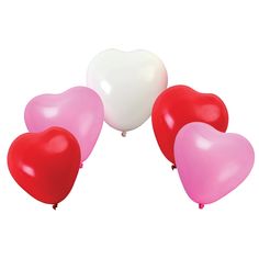 Make a statement at your party with these inflatable balloons! This pack includes 5 matte balloons in adorable heart shapes. Perfect for any themed party. Pack: 2 red heart balloons, 2 pink heart balloons, 1 white heart balloon Length (Inflated): 12" Pink Heart Balloons, Matte Balloons, Red Heart Balloons, Pumpkin Coach, Flower Spray, Party Pack, Heart Balloons, Colour Star, Poppy Flower