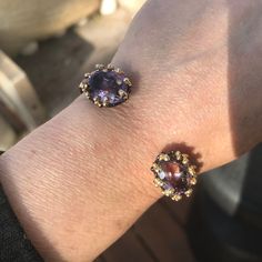 Sterling silver natural amethyst cuff bracelet Gold Ribbons, Black Rhodium, Rutilated Quartz, Natural Opal, Statement Jewelry, Rhodium Plated, Cuff Bracelet, Statement Rings, Cuff Bracelets