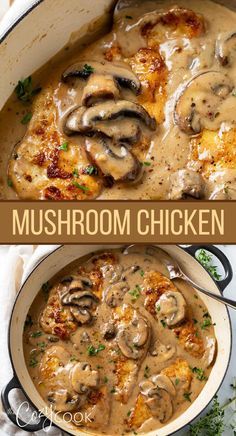 mushroom chicken is in a creamy sauce