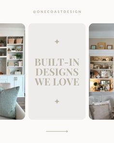 the front page of onecoatdesign's website, built - in designs we love