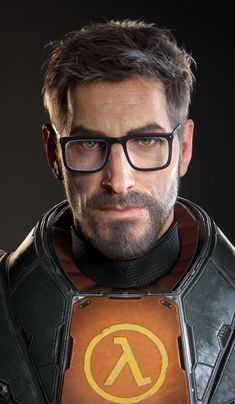 a man with glasses and a leather armor