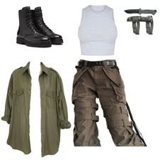 Maze Runner Outfits Aesthetic, Realistic Apocalypse Outfit, Cool Apocalypse Outfit, Tmr Shifting Outfits, Alice In Borderland Shifting Outfit, Survival Clothing Fashion, Maze Runner Oc Outfits, Maze Runner Female Outfits