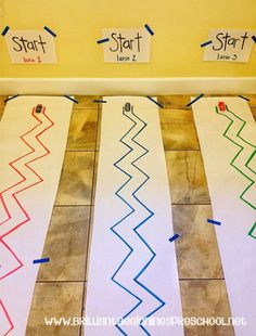 the steps are lined up with different colors and shapes to make a pattern for each step