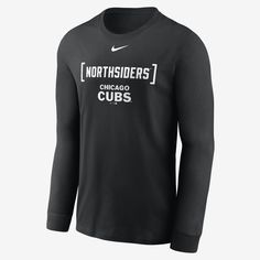 This Chicago Cubs Fashion T-Shirt features bold team graphics and soft cotton fabric to help get you ready for game day. Cleveland Guardians, Japanese Shirt, Local Pride, Men's Long Sleeve T-shirt, Latest T Shirt, Milwaukee Brewers, Chicago Cubs, Men's Nike, Milwaukee