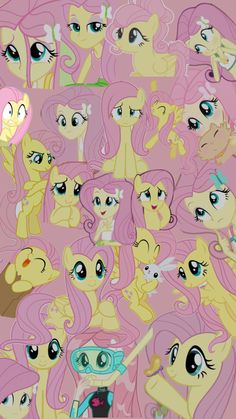 an image of many different colored ponys on a pink background with text that reads, my little pony friends