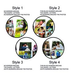 four circles with different pictures and the words style 1, no borders around the photos