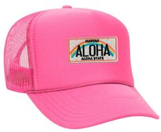 ALOHA, baby!! This hat comes with an adorable vintage-inspired embroidered patch on your choice of colored trucker hat. Please note, these items are custom made to order and can take up to 1 week to create your hat. This hat is a foam front, mesh back trucker hat with an adjustable snapback closure and matching color sweatband. Embroidered One Size Fits Most Trucker Hat, Retro Adjustable Trucker Hat With Embroidered Logo, Custom Embroidery Trucker Hat With Curved Bill, Embroidered Trucker Hat One Size, Custom Embroidered Snapback Trucker Hat, Fun Adjustable Trucker Hat With Embroidered Patch, Retro Trucker Hat With Embroidered Logo And Curved Bill, Embroidered Trucker Hat, One Size Fits Most, Retro Adjustable Hat With Embroidered Patch