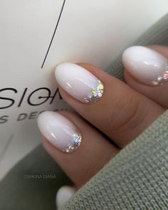 2023 Wedding Nails, Sparkly Nail Designs, Nail Designs Ideas, Nails For Bride, Wedding Nails French, Simple Gel Nails, Wedding Nails For Bride, Nails French, Bride Nails