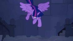 the pinkie pony is flying through the air with her wings spread out and eyes wide open