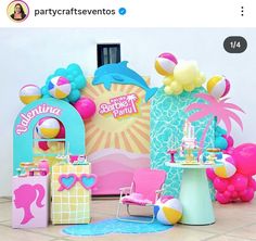 Barbie Pool Party Ideas, Malibu Barbie Birthday Party, Barbie Decor, Barbie Pool, Barbie Pool Party, Barbie Malibu, Kids Party Inspiration, Barbie Party Decorations, Barbie Theme Party