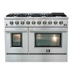 Forno 48 Galiano Gas Range with 8 Burners, Griddle, and Double Oven (FFSGS6244-48) Ranges Forno Microwave Drawer, Convection Cooking, Single Burner, Luxury Appliances, Stainless Steel Range, Built In Refrigerator, Dual Fuel Ranges, Steel Tub, Mount Hood