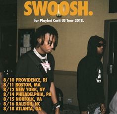 the poster for swoosh shows two men in black hoodies