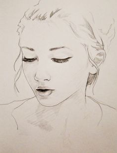 a drawing of a woman's face with her eyes closed