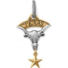 A Texas Longhorn captures the spirit of the state on this darling c... Texas Long Horn, Ranch Gifts, Texas Jewelry, Long Horn, Texas Ranch, Texas Longhorn, Lone Star State, Guest Gifts, Texas Longhorns