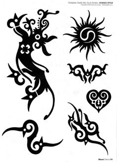 some tattoos that are black and white